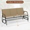 Costway Patio Glider Bench for 3, Swing Gliding Long Seat with Curved Teak Armrests Gray